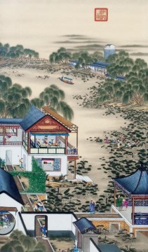中国 Painting - 光り輝くラン明園の古代中国の遺跡